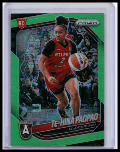 2025 Panini Prizm WNBA Te-Hina Paopao RC #61 Green Prizm /225 Atlanta Dream — front
