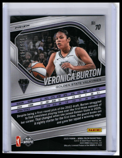 2025 Panini Prizm WNBA Veronica Burton #70 Blue Prizm /199 Golden State Valkyries — back