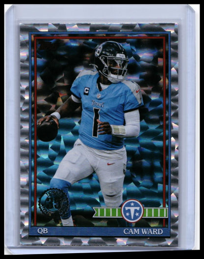 2025 Topps '1991 Topps Football' Cam Ward RC #91TF-30 Titans Cracked Ice — front