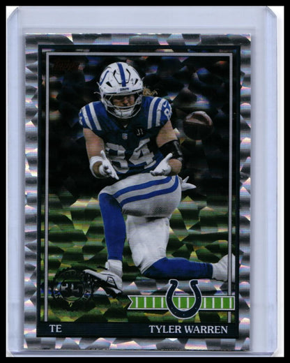 2025 Topps 1991 Topps Football Tyler Warren RC #91TF-48 Cracked Ice Colts — front