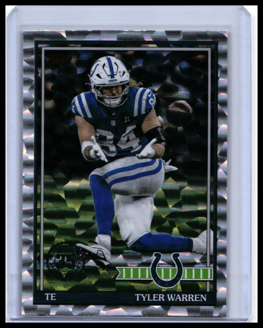 2025 Topps 1991 Topps Football Tyler Warren RC #91TF-48 Cracked Ice Colts — front