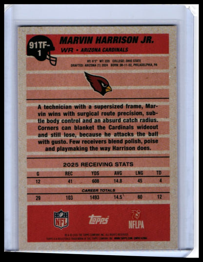 2025 Topps 35th Anniversary 1990 Design Marvin Harrison Jr. #91TF-1 Pink /1000 — back