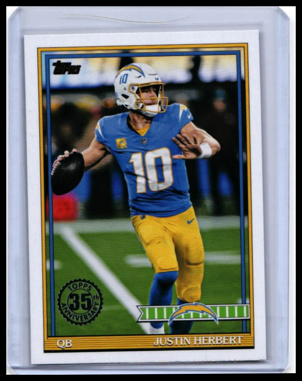 2025 Topps 35th Anniversary 1991 Design Justin Herbert #91TF-16 Chargers QB — front
