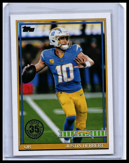 2025 Topps 35th Anniversary 1991 Design Justin Herbert #91TF-16 Chargers QB — front