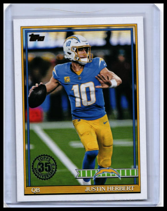 2025 Topps 35th Anniversary 1991 Design Justin Herbert #91TF-16 Chargers QB — front