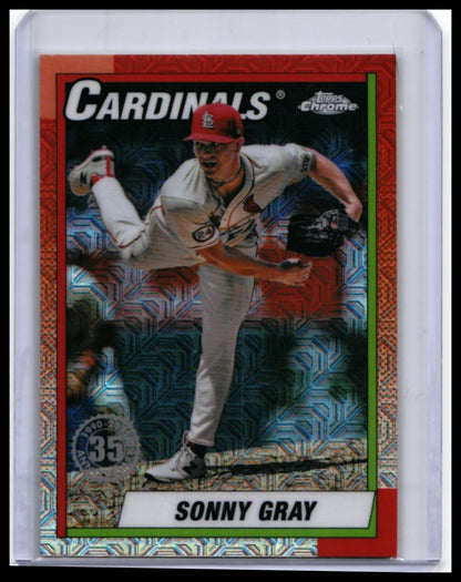 2025 Topps Chrome 1990 Baseball Sonny Gray #T90C-73 Red Refractor Cardinals — front