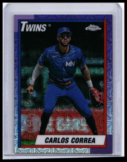 2025 Topps Chrome 1990 Design Carlos Correa #T90C-26 Cracked Ice Twins — front