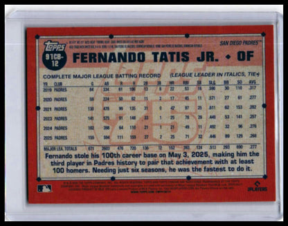 2025 Topps Chrome 75 Years Fernando Tatis Jr. #91CB-12 Padres Refractor — back