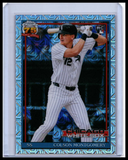 2025 Topps Chrome 75th Anniversary 1991 Design Colson Montgomery RC #91C-27 Blue Refractor White Sox — front