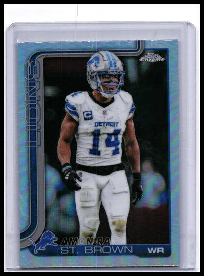 2025 Topps Chrome Amon-Ra St. Brown #98 Refractor Detroit Lions WR — front