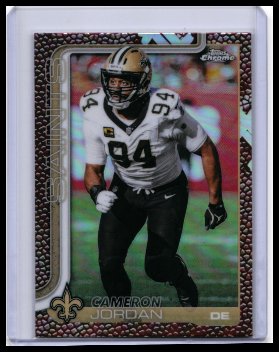 2025 Topps Chrome Cameron Jordan #221 Red Refractor Parallel Saints DE — front