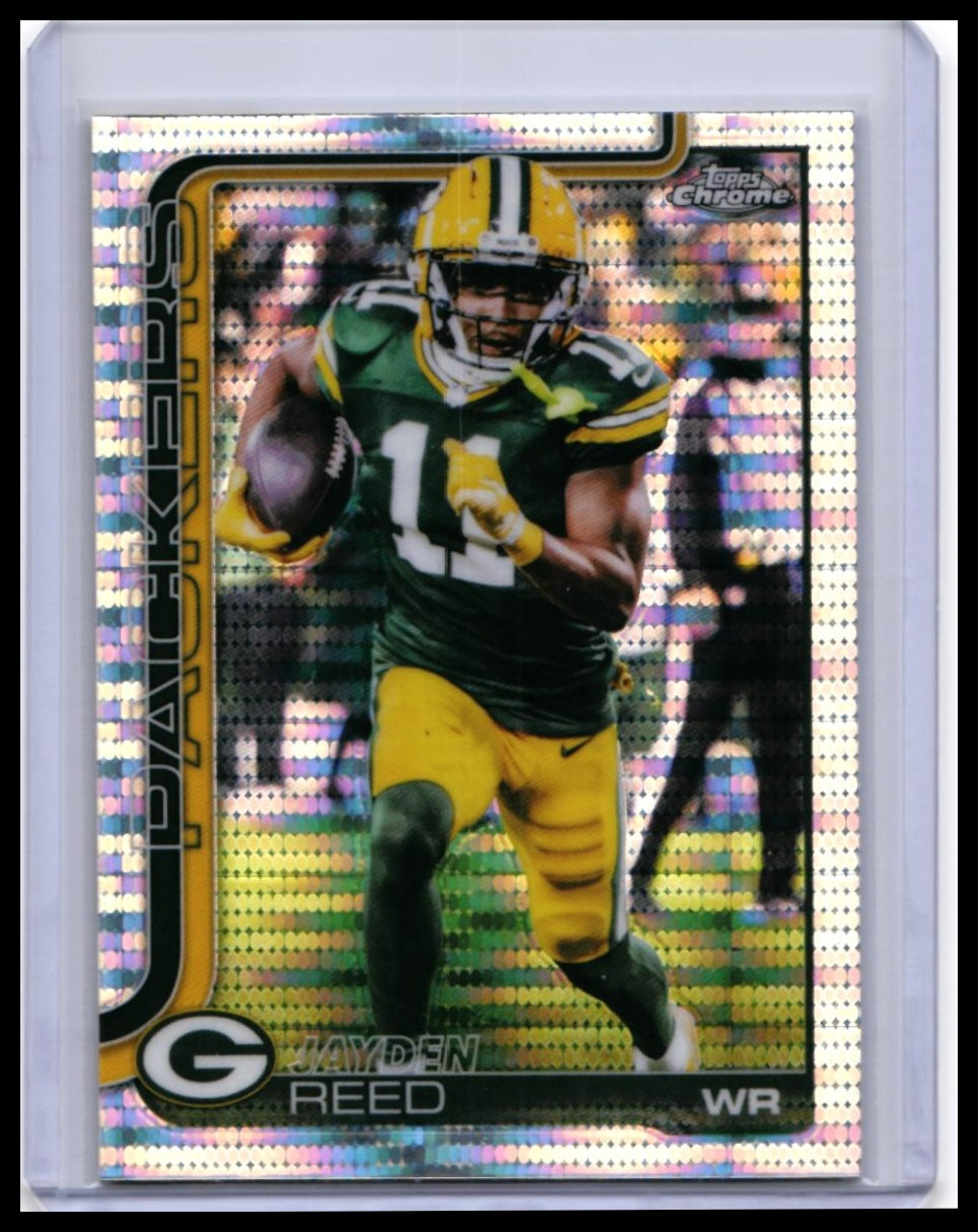 2025 Topps Chrome Jayden Reed #107 Refractor Parallel Green Bay Packers WR — front