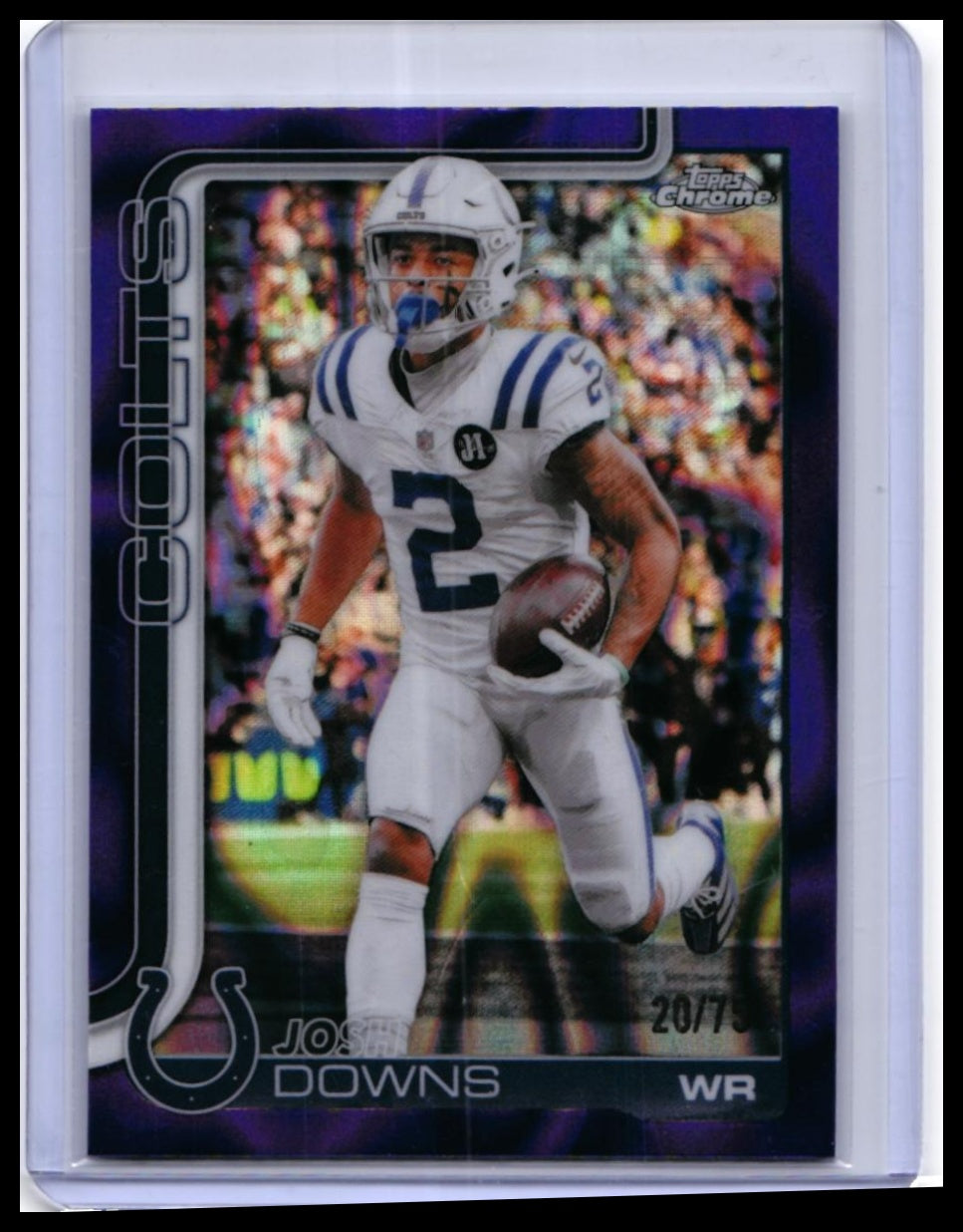 2025 Topps Chrome Josh Downs #127 Purple Refractor /75 Indianapolis Colts WR — front