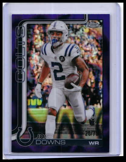 2025 Topps Chrome Josh Downs #127 Purple Refractor /75 Indianapolis Colts WR — front