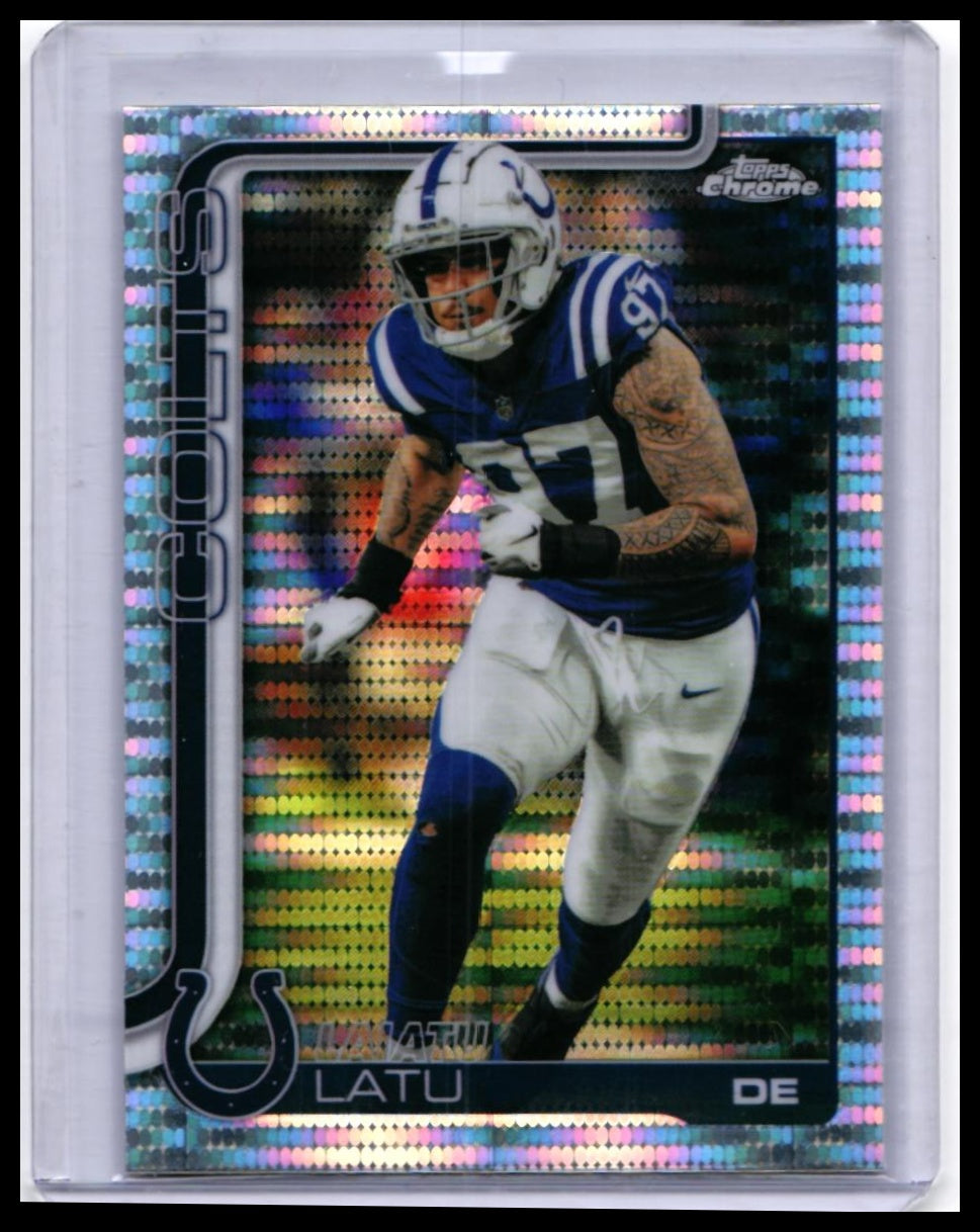 2025 Topps Chrome Laiatu Latu #128 Indianapolis Colts DE Refractor Parallel — front