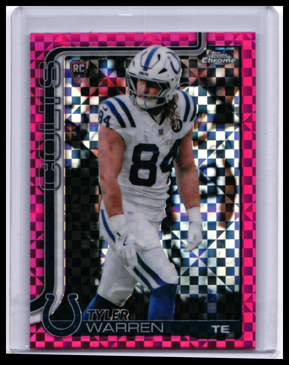 2025 Topps Chrome Tyler Warren RC #346 Pink Xfractor Refractor Colts Rookie — front