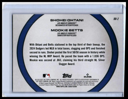 2025 Topps Dynamic Duos Shohei Ohtani / Mookie Betts #DD-2 Dodgers — back