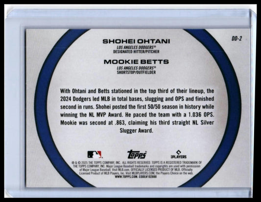 2025 Topps Dynamic Duos Shohei Ohtani / Mookie Betts #DD-2 Dodgers — back