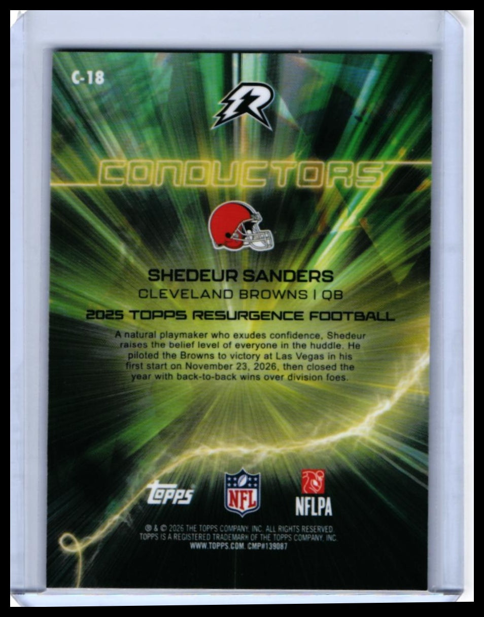 2025 Topps Resurgence Conductors Shedeur Sanders RC #C-18 Cleveland Browns — back