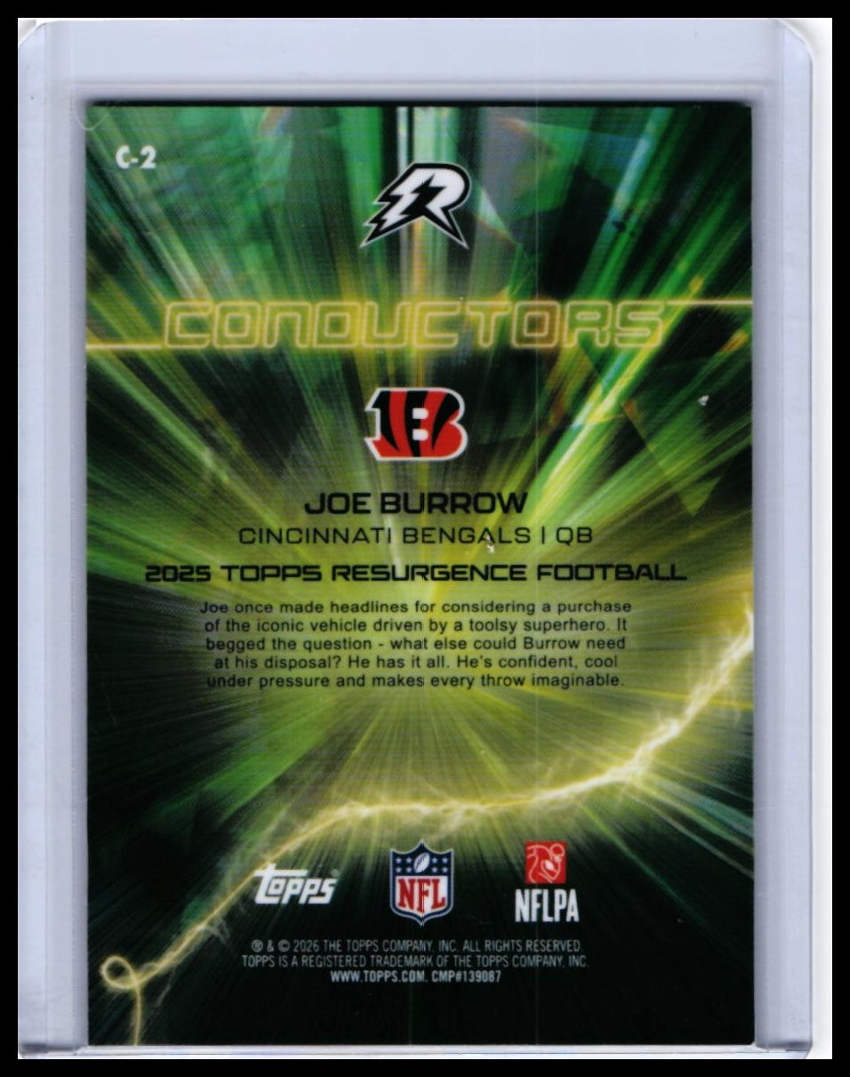 2025 Topps Resurgence Football Conductors Joe Burrow #C-2 Cincinnati Bengals — back