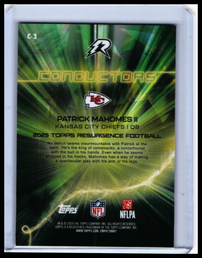 2025 Topps Resurgence Football Conductors Patrick Mahomes II #C-3 Chiefs — back