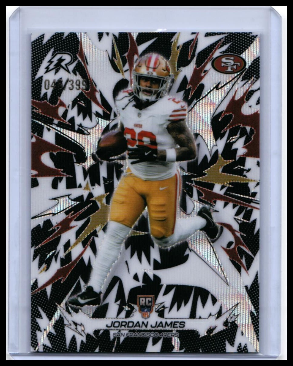 2025 Topps Riot Jordan James RC #185 Maroon/Gold Parallel /399 49ers — front