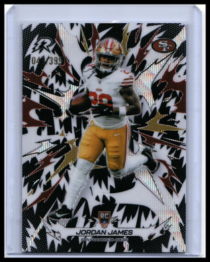 2025 Topps Riot Jordan James RC #185 Maroon/Gold Parallel /399 49ers — front