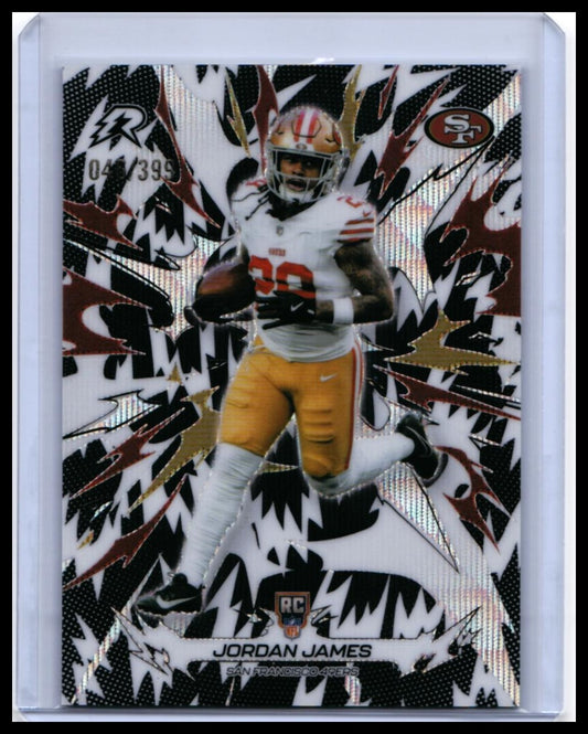 2025 Topps Riot Jordan James RC #185 Maroon/Gold Parallel /399 49ers — front