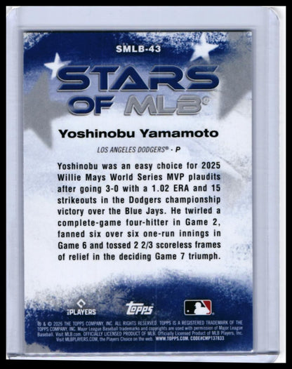 2025 Topps Stars of MLB Yoshinobu Yamamoto Refractor #SMLB-43 Dodgers — back
