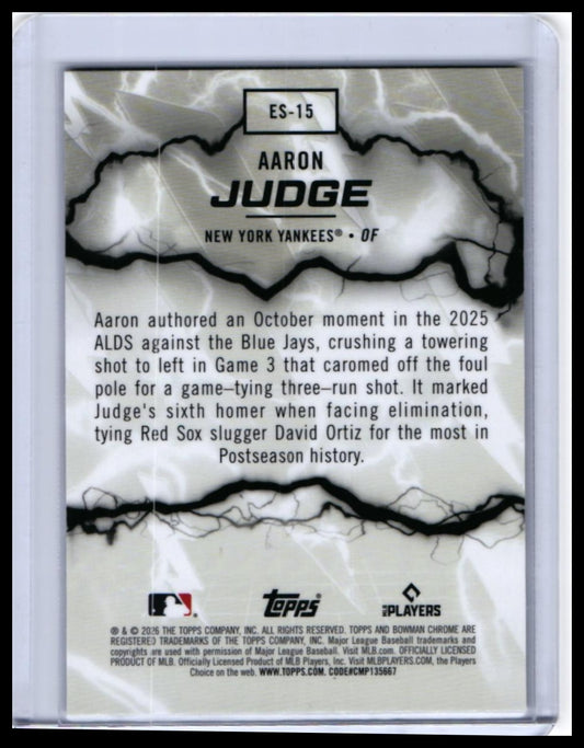 2026 Bowman Chrome Electric Sluggers Aaron Judge #ES-15 New York Yankees — back