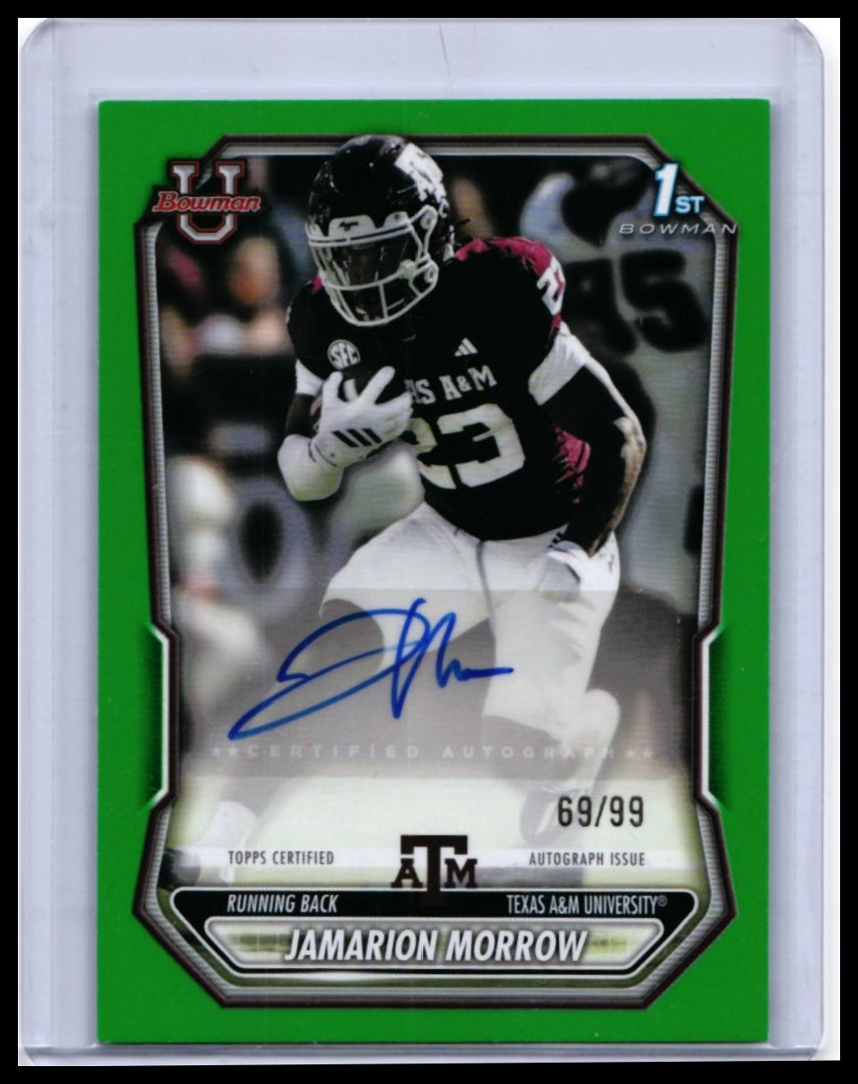 2026 Bowman University Jamarion Morrow RC Auto Green /99 #BPPA-JAM Texas A&M — front