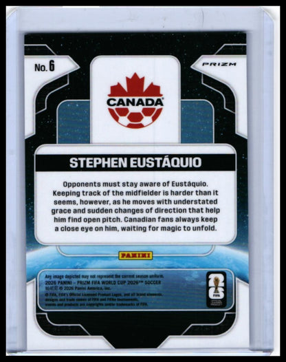 2026 Panini Prizm FIFA World Cup Stephen Eustáquio Global Reach #6 Canada — back