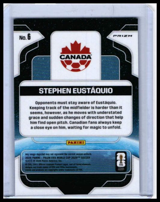 2026 Panini Prizm FIFA World Cup Stephen Eustáquio Global Reach #6 Canada — back