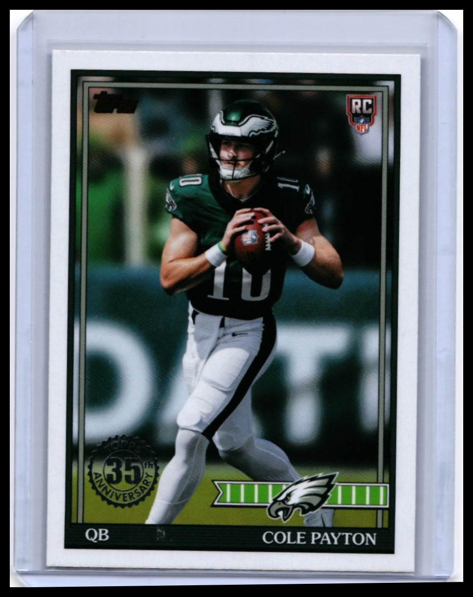 2026 Topps 1991 Design 35th Anniversary Cole Payton RC #91TR-7 Eagles QB — front