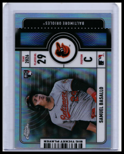 2026 Topps Chrome Big Ticket Player Samuel Basallo RC #BTP-25 Refractor Orioles — front