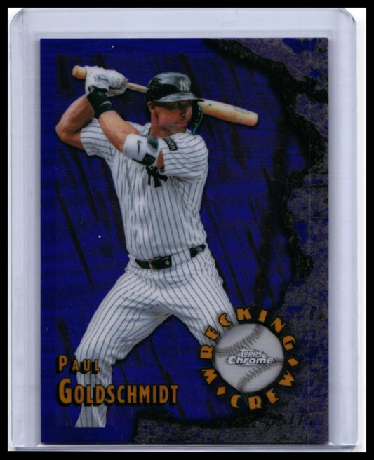 2026 Topps Chrome Wrecking Crew Paul Goldschmidt #WC-9 Blue Refractor /75 Yankees — front