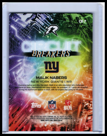 2026 Topps Circuit Breakers Malik Nabers #CB-7 New York Giants — back