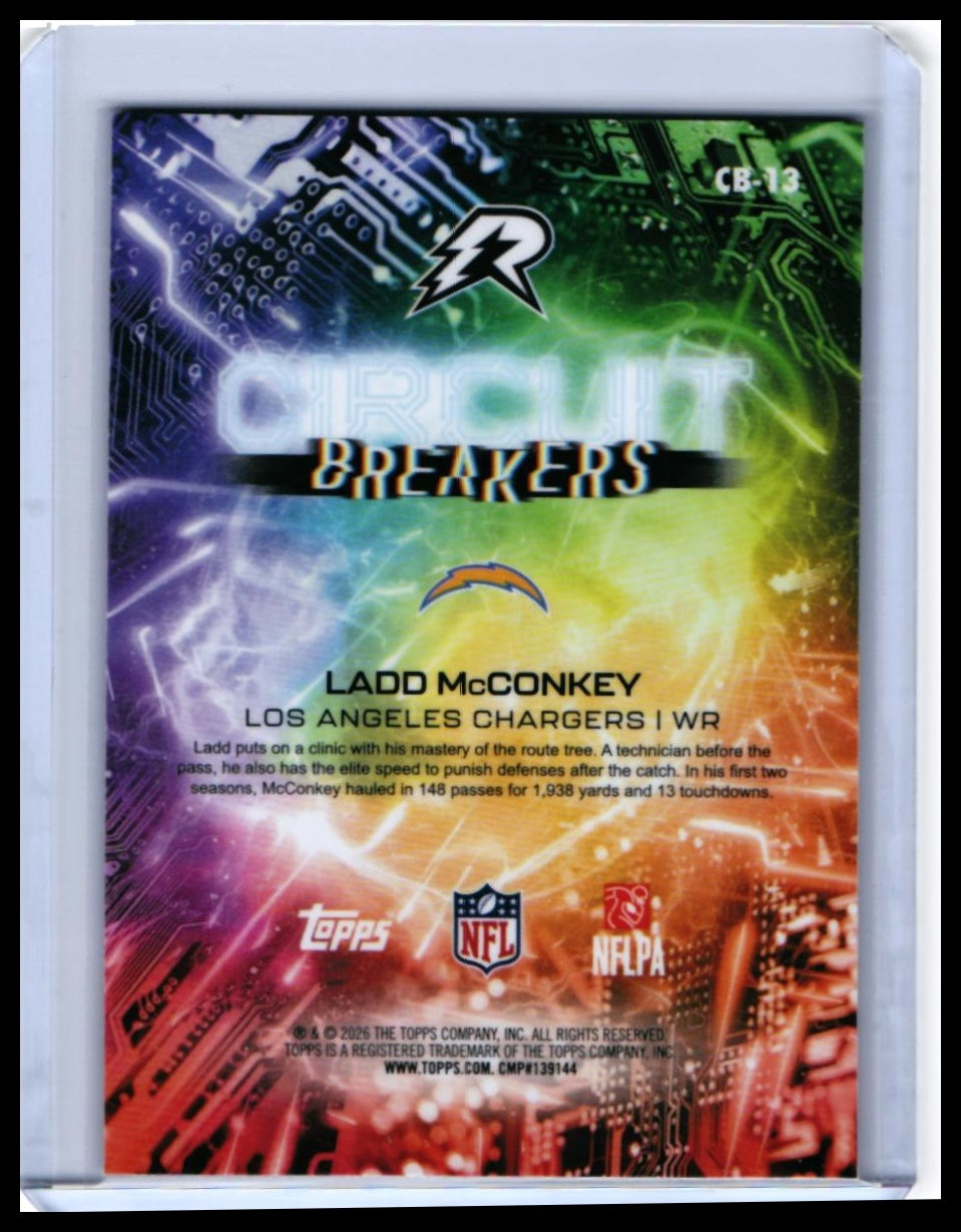 2026 Topps NFL Circuit Breakers Ladd McConkey #CB-13 /399 Chargers WR Insert — back