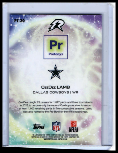 2026 Topps Reign Periodic Table CeeDee Lamb #PT-20 Dallas Cowboys 'Protonyx' — back
