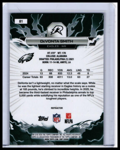 2026 Topps Reserve DeVonta Smith #81 Refractor Philadelphia Eagles — back