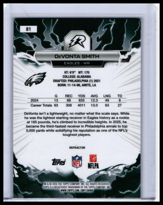 2026 Topps Reserve DeVonta Smith #81 Refractor Philadelphia Eagles — back