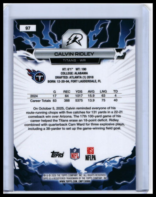 2026 Topps Riptide Calvin Ridley #97 Tennessee Titans — back