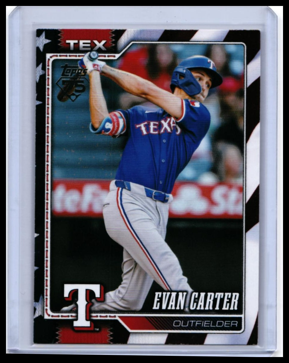 2026 Topps Series One Evan Carter #110 Independence Day Parallel /76 Texas Rangers — front