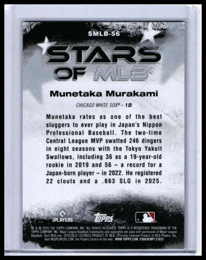 2026 Topps Stars of MLB Munetaka Murakami #SMLB-56 Chicago White Sox — back