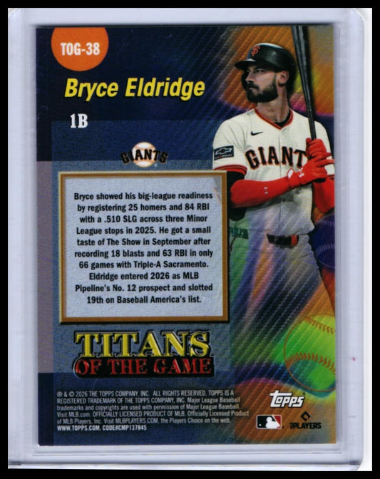 2026 Topps Titans of the Game Bryce Eldridge RC #TOG-38 Refractor Giants — back