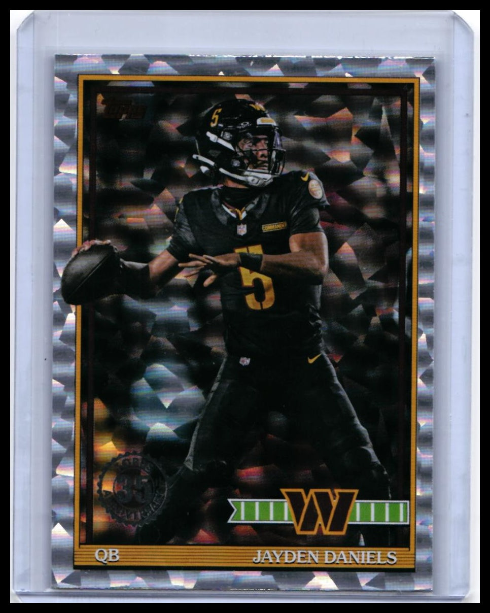 2026 Topps Turkey Red Jayden Daniels #91TF-44 Cracked Ice Parallel Commanders QB — front