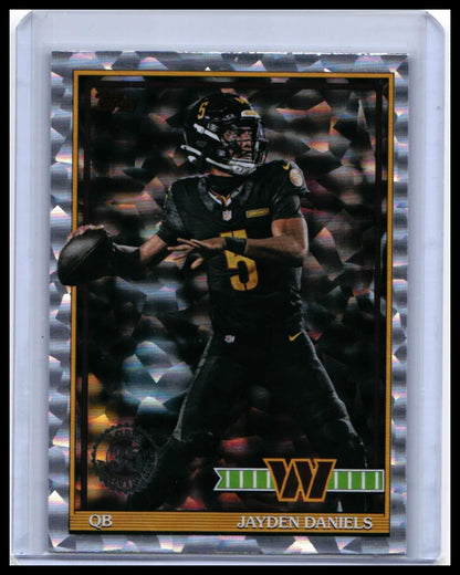 2026 Topps Turkey Red Jayden Daniels #91TF-44 Cracked Ice Parallel Commanders QB — front