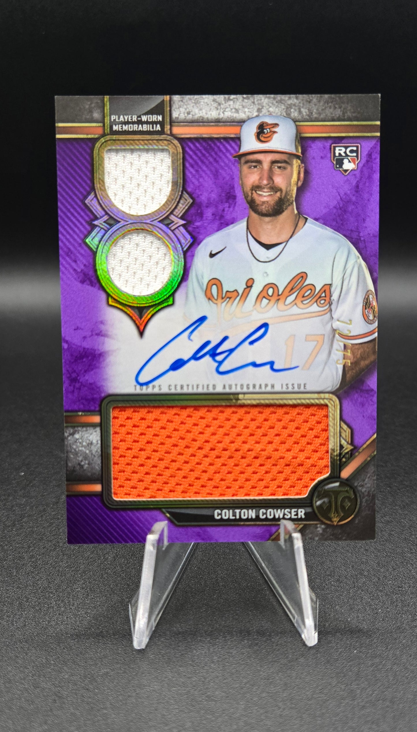 2024 Topps Triple Threads Rookie Autograph Relics Amethyst #RARCC Colton Cowser