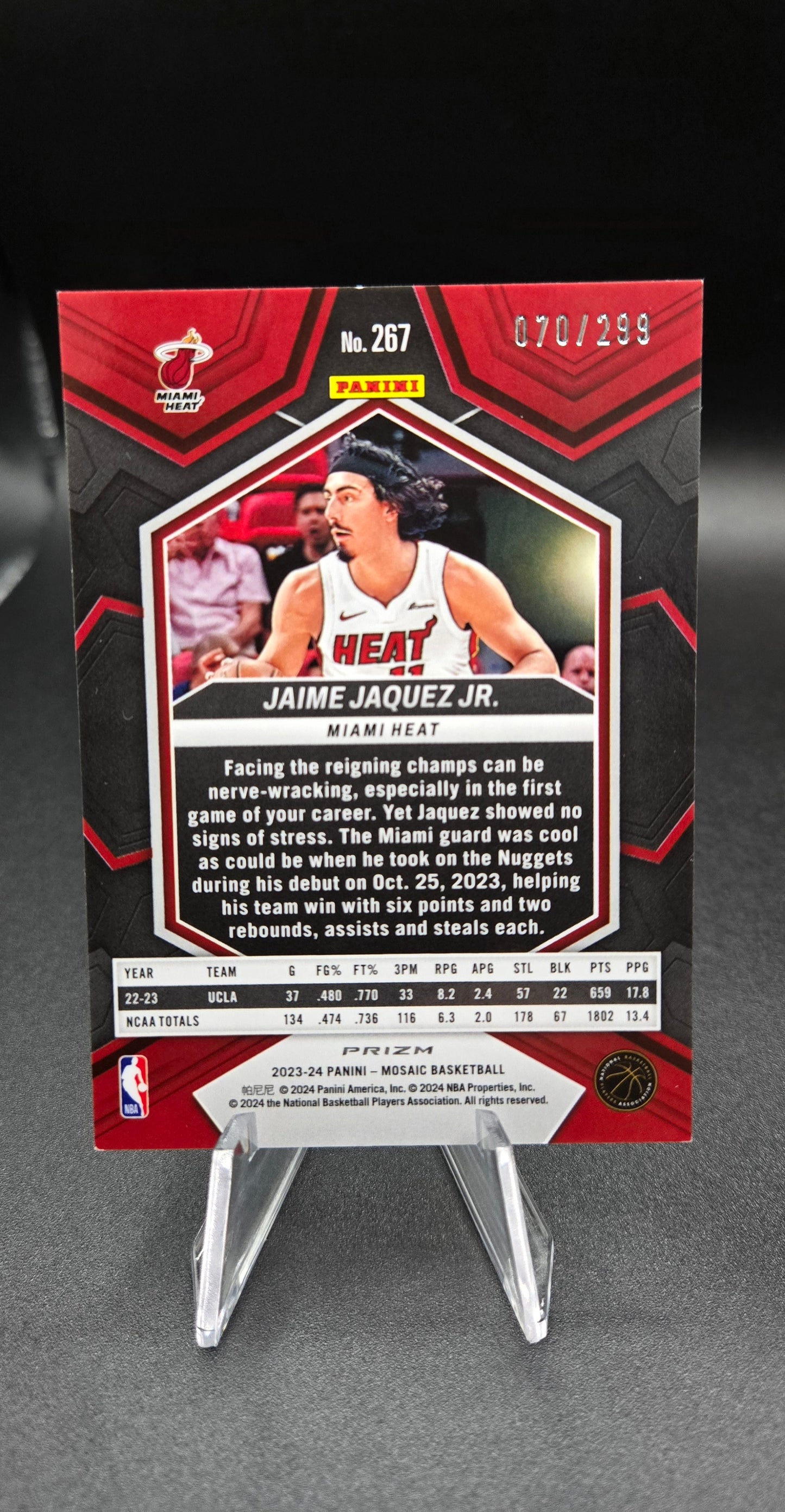 Jaime Jaquez Jr. RC Red Parallel Bundle /299 – 2023-24 Panini Prizm & Mosaic – Miami Heat Rookie