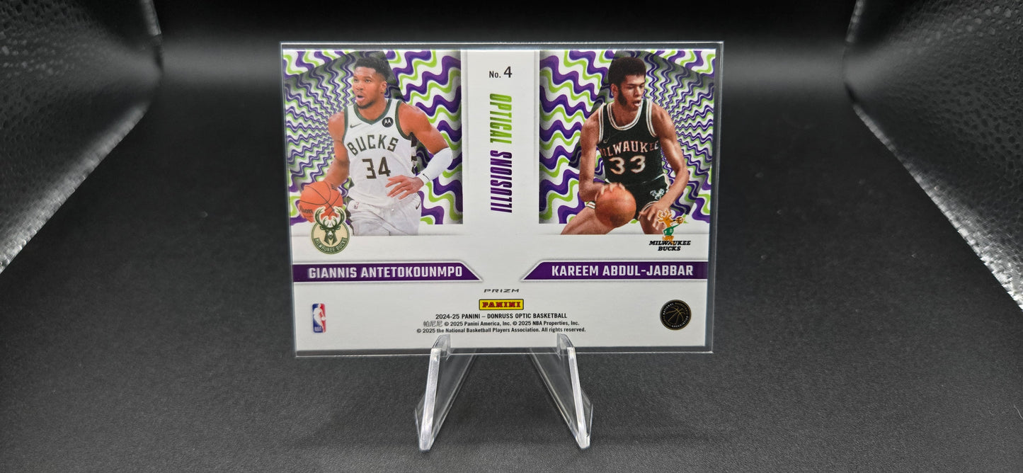 2024-25 Donruss Optic Optical Illusions Prizm 3-Card Bundle – LeBron/Bronny, Giannis/Kareem, Wemby/Robinson